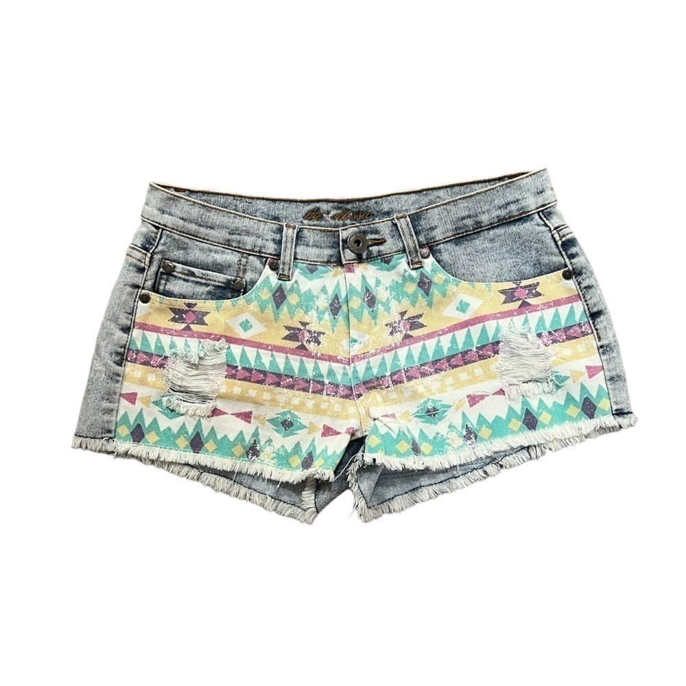 The Classic White Washed Jean Shorts Aztec Boho Cut Off Distressed Medium